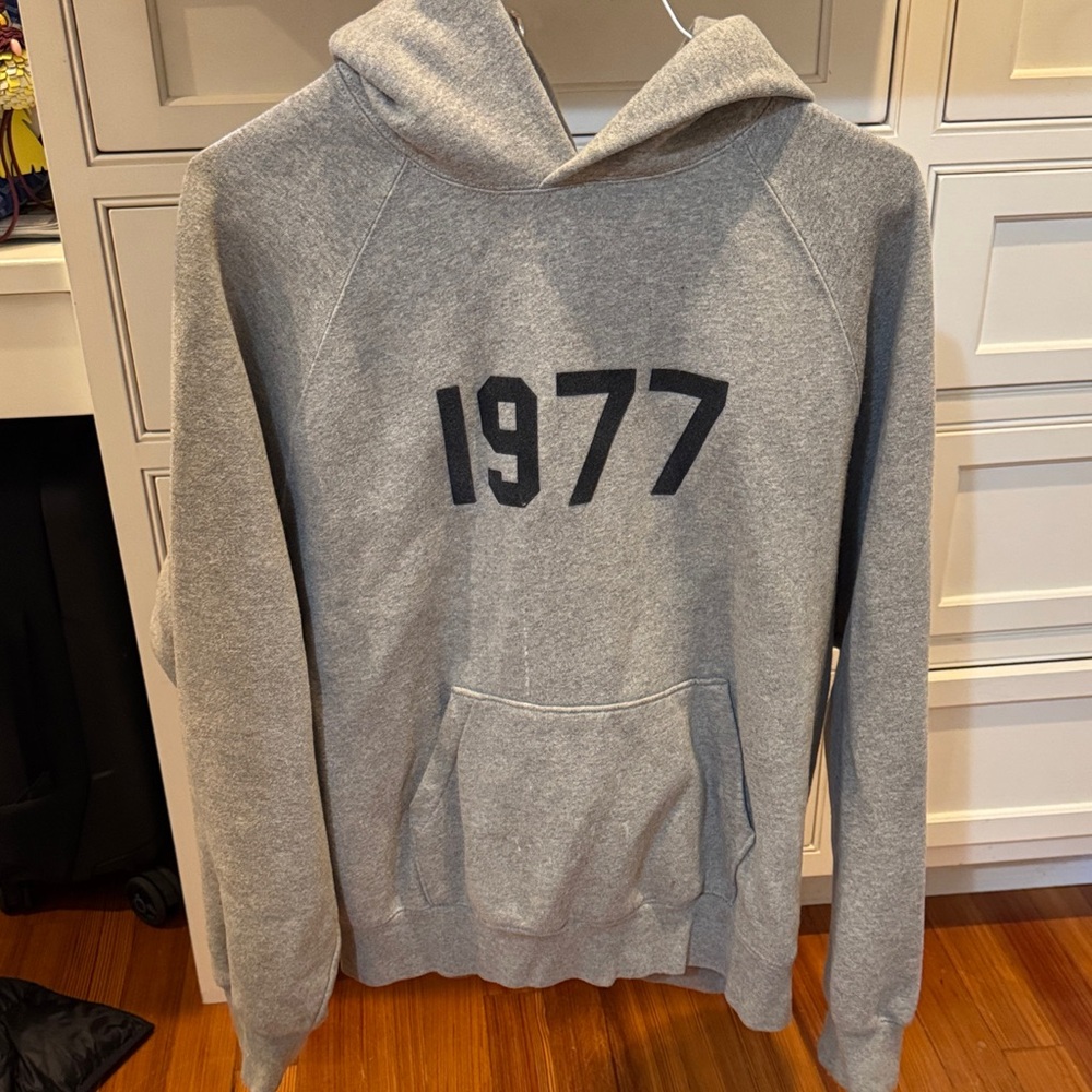 Essentials Gray Hoodie with 1977 Design